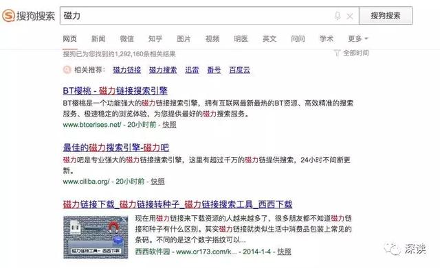 搜狗引擎搜出涉黃視頻鏈接